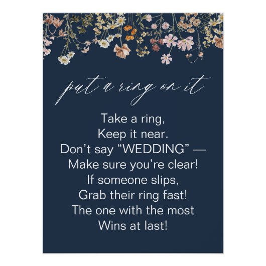 ネイビーブルーリングや輪をブライダルシャワーゲーム ポスター (正面)