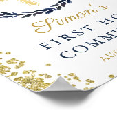 ネイビーブルーリース金ゴールドグリッターファーストホーリーコミューン ポスター (角)