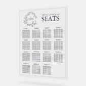 ネイビーブルーリーフェリークレストモノグラム結婚の座席 アクリルサイン (傾斜)