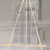 ネイビーブルーリーフェリークレストモノグラム結婚の座席 アクリルサイン