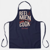 ネイビーブルーリールメンズ調理師漁師 エプロン (正面)