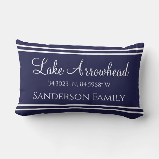 ネイビーブルーレイクと家族の名前マップCorinates アウトドアクッション (裏面)