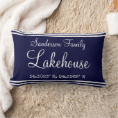 ネイビーブルーレイクハウスファミリー名マップコリナッツラム ランバークッション (ブランケット)