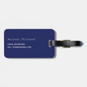 ネイビーブルーレザーホワイトビジネス会社のロゴ名 ラゲッジタグ (裏面横)