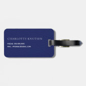 ネイビーブルーレザーホワイトモノグラム名 ラゲッジタグ (裏面横)