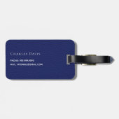 ネイビーブルーレザーホワイトモノグラム名 ラゲッジタグ (裏面横)