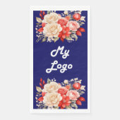 ネイビーブルーレッドアイボリー花模様ビジネスロゴ (正面)