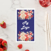 ネイビーブルーレッドアイボリー花模様ビジネスロゴ (インサイチュ)