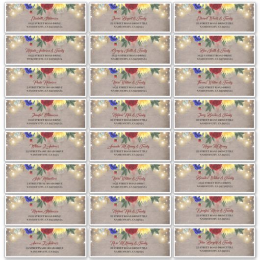 ネイビーブルーレッドイエローゲスト名住所 シール (正面)