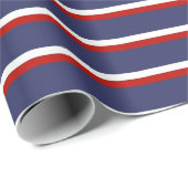 ネイビーブルーレッドストライプパターン ラッピングペーパー (ロールコーナー)