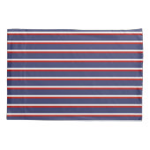 ネイビーブルーレッドストライプパターン 枕カバー (裏面)