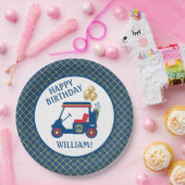 ネイビーブルーレッドパーソナライズされたイエロー ペーパープレート (パーティー)