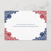 ネイビーブルーレッドフローラレース結婚ズアコモデーション エンクロージャーカード (裏面)