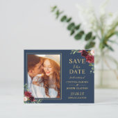 ネイビーブルーレッドフローラ写真保存日 ポストカード (スタンド正面)