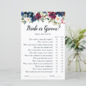 ネイビーブルーレッドフローラ水彩ブライダルシャワーゲーム (スタンド正面)