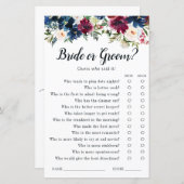 ネイビーブルーレッドフローラ水彩ブライダルシャワーゲーム (正面/裏面)