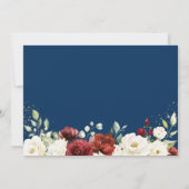 ネイビーブルーレッドホワイトローズ結婚フローラ写真 セーブザデート (裏面)