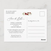 ネイビーブルーレッド白フローラ写真保存日 ポストカード (裏面)