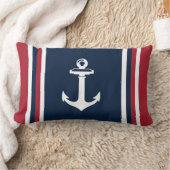 ネイビーブルーレッド航海の装飾用クッションいかり ランバークッション (ブランケット)