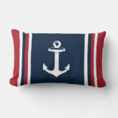 ネイビーブルーレッド航海の装飾用クッションいかり ランバークッション (正面)