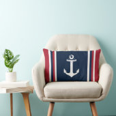 ネイビーブルーレッド航海の装飾用クッションいかり ランバークッション (椅子)