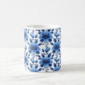 ネイビーブルーレトロかわいいヴィンテージシエレガントックフラワー コーヒーマグカップ (中央)