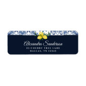 ネイビーブルーレモイタリアンン差出人住所 ラベル (正面)