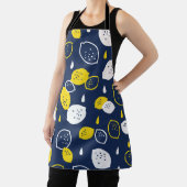 ネイビーブルーレモンアート – さわやかな柑橘系デザイン エプロン (インサイチュ)