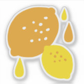 ネイビーブルーレモンアート – さわやかな柑橘系デザイン シール (正面)