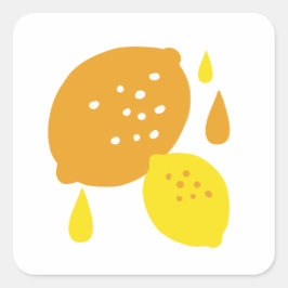 ネイビーブルーレモンアート – さわやかな柑橘系デザイン スクエアシール