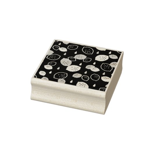 ネイビーブルーレモンアート – さわやかな柑橘系デザイン ラバースタンプ (スタンプ)