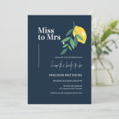 ネイビーブルーレモンシトラスサマーブライダルシャワー 招待状 (スタンド正面)