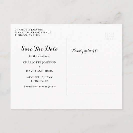 ネイビーブルーレースひまわりウェディング日曜保存日 案内ポストカード (裏面)