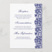 ネイビーブルーレースエレガントウェディング情報ゲスト エンクロージャーカード (正面)