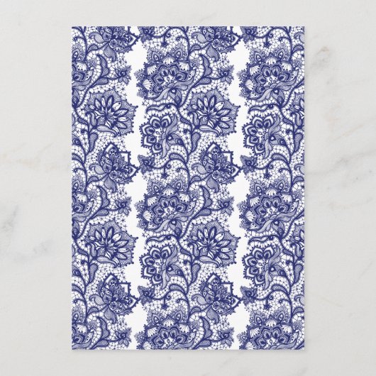 ネイビーブルーレースエレガントウェディング情報ゲスト エンクロージャーカード (裏面)