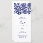 ネイビーブルーレースエレガントホワイト結婚式 プログラム (正面/裏面)