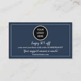 ネイビーブルーロゴありがとうビジネス報酬パンチ ロイヤリティカード