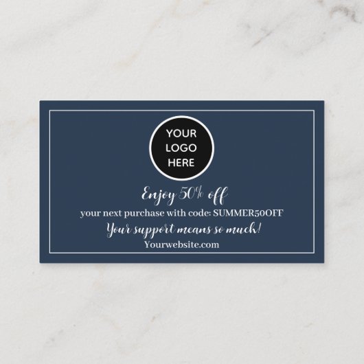 ネイビーブルーロゴありがとうビジネス報酬パンチ ロイヤリティカード (裏面)