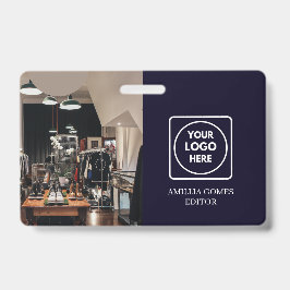 ネイビーブルーロゴ | モダントレンディな社員デザイン バッジ