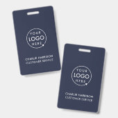 ネイビーブルーロゴID |業務モダン職員 バッジ (正面＆裏面)