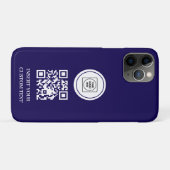 ネイビーブルーロゴQRコードビジネスプロモーションiPhoneケース Case-Mate iPhoneケース (裏面(横))