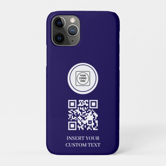 ネイビーブルーロゴQRコードビジネスプロモーションiPhoneケース Case-Mate iPhoneケース (裏)