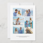 ネイビーブルーローズゴールドアゲートの5枚の写真付き結婚予定日通知 招待状 (裏面)
