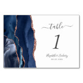 ネイビーブルーローズゴールドアゲートウェディング テーブルナンバー (正面)