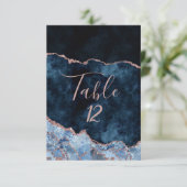 ネイビーブルーローズゴールドアゲートテーブルナンバー席次 招待状 (スタンド正面)