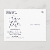 ネイビーブルーローズゴールドアゲート大理石 Save the Date 案内ポストカード (裏面)