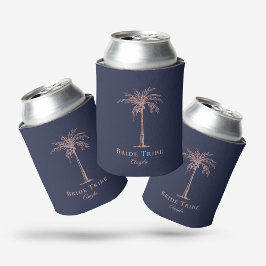 ネイビーブルーローズゴールドパームツリーカスタム ブライド トリ 缶クーラー