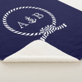 ネイビーブルーロープアンドいかり モノグラムの シェルパブランケット (3/4)