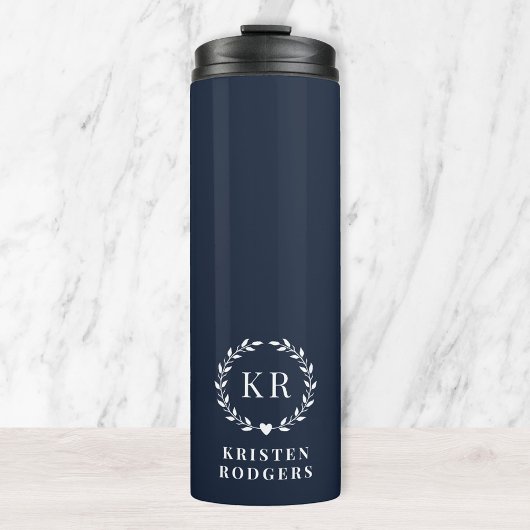 ネイビーブルーローレルリースクレストモノグラム タンブラー