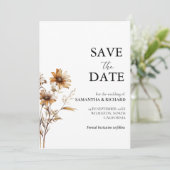 ネイビーブルーワイルドフラワーウェディング日付を保存 招待状 (スタンド正面)